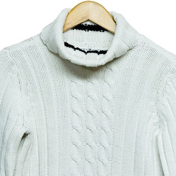 Vintage 90s Tommy Hilfiger White Cable Knit Sweater Size Medium Made in Japan - Picture 5 of 7